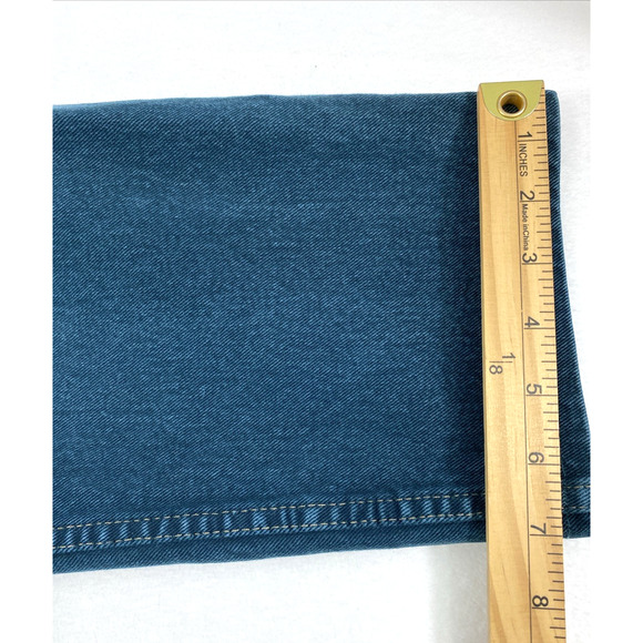 Vtg Levis 550 Jeans Women 32 x‎ 30 Dark Teal Blue Relaxed Altered Hem High Rise - Picture 12 of 13